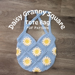 Modèle de sac au crochet / Modèle au crochet de sac fourre-tout carré grand-mère marguerite / Modèle au crochet carré de grand-mère / Modèle de sac à main au crochet / Modèle numérique