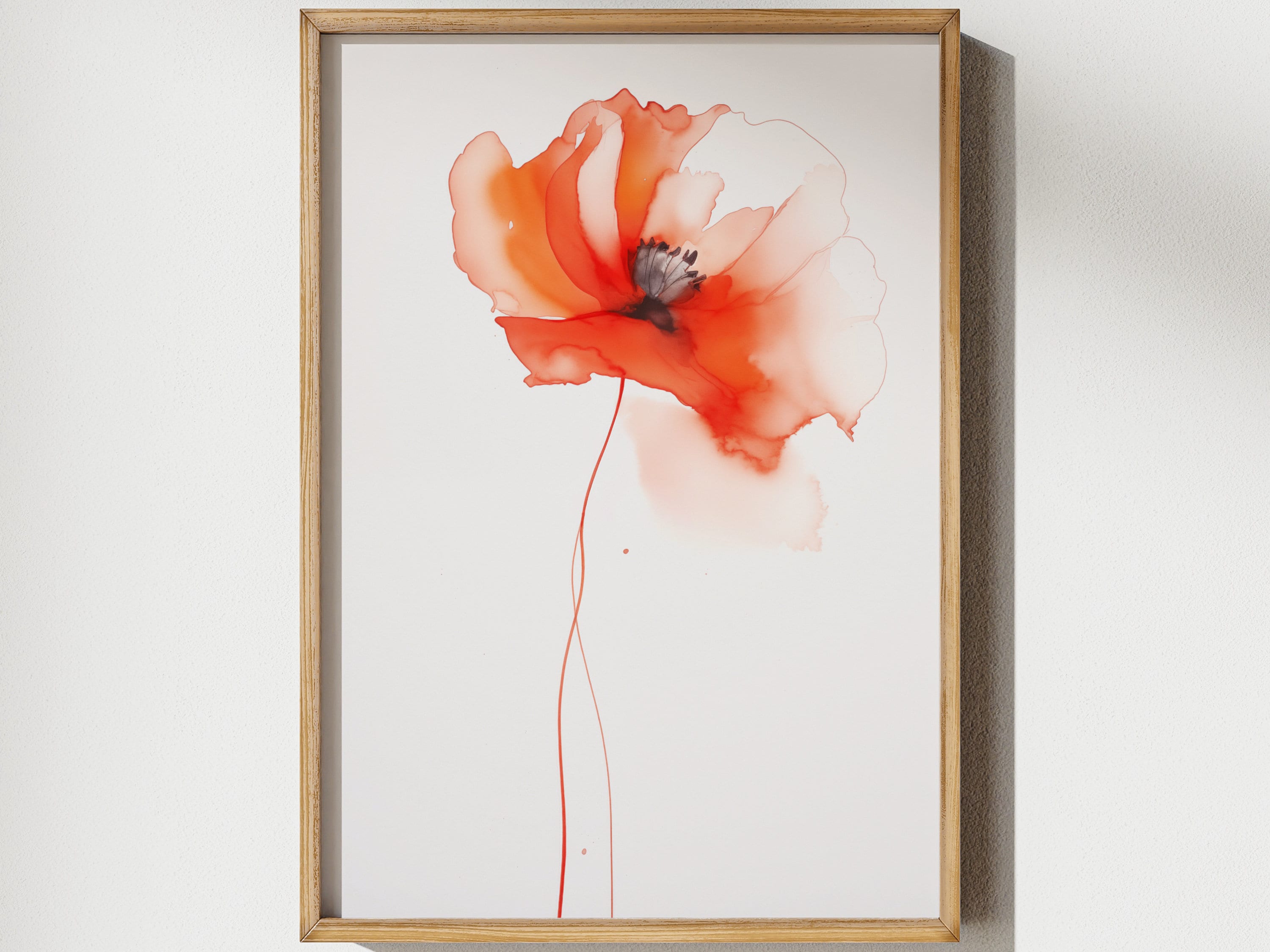 Poppy August Birth Flower Watercolor Wall Art Calm Print Simple Nature Design Home Nursery  Mother's Day Gift DIGITAL FILE