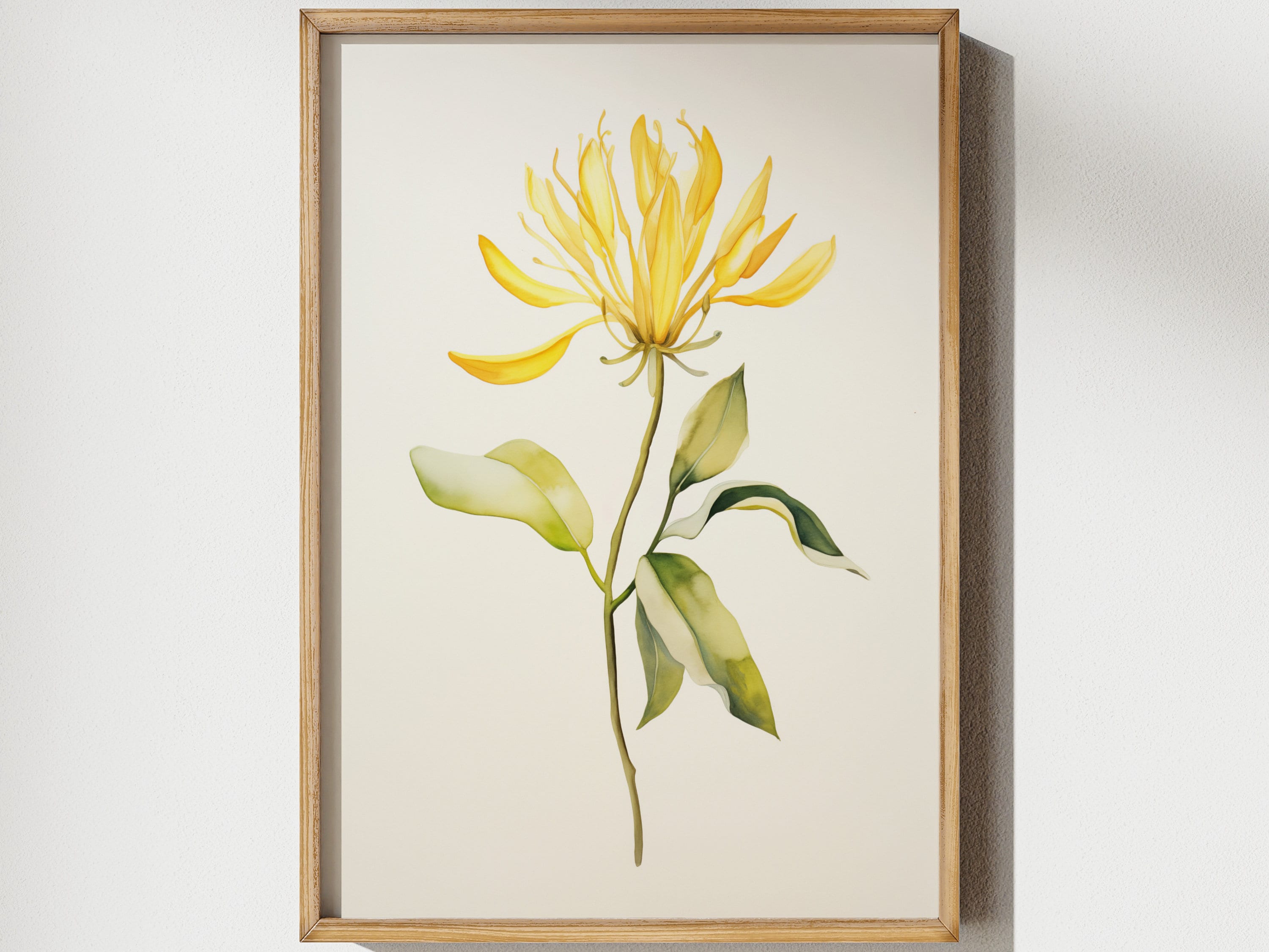 Honeysuckle June Birth Flower Watercolor Wall Art Calm Print Simple Nature Design Home Nursery  Mother's Day Gift DIGITAL FILE