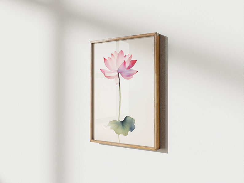 Water Lily July Birth Flower Watercolor Wall Art Calm Print Simple ...
