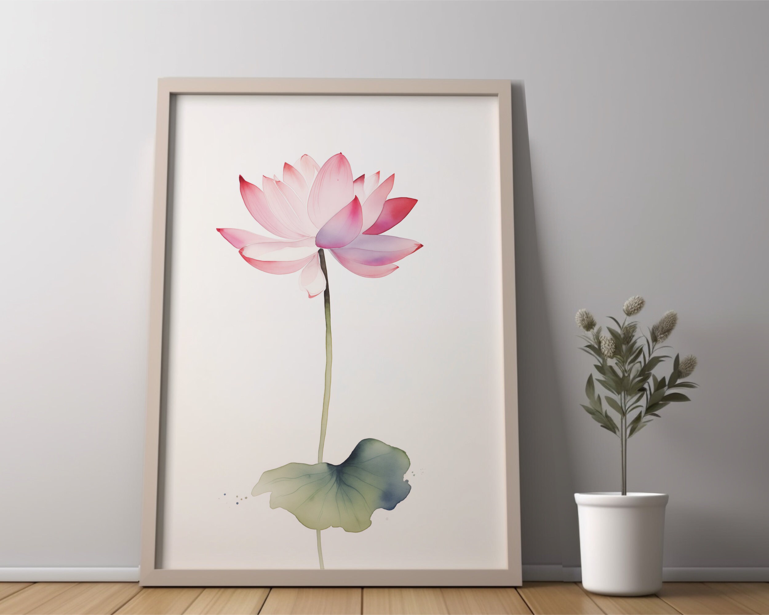 Water Lily July Birth Flower Watercolor Wall Art Calm Print Simple ...