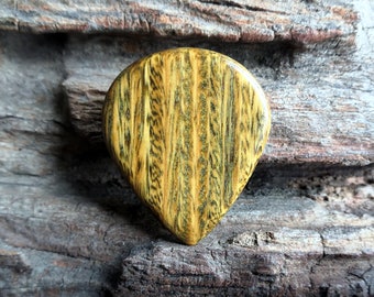 Púa de guitarra de madera, palisandro verde, firma Bonepick, hecha a mano