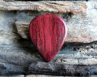 Púa de guitarra de madera, Purpleheart, agarre cómodo, firma Bonepick