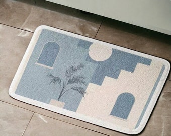 Moon bathroom mats,Leaf bathroom rugs,Absorbent bathmats,Non slip floor mats,Tufted floor rugs,Blue bath rugs,Indoor outdoor mats,Home decor