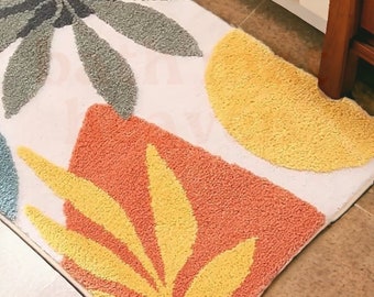 Leaf bathroom mats,Floral bathroom rugs,Non slip floor rugs,Colorful bathroom mats,Sun floor mats,Tufted floor rugs,Soft bathroom mats,Gifts