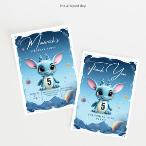 Stitch Invitation | Kids Birthday Invitation Template Editable-Printable, Paw Birthday Invitation Girl | Stitch Invite Instant Download