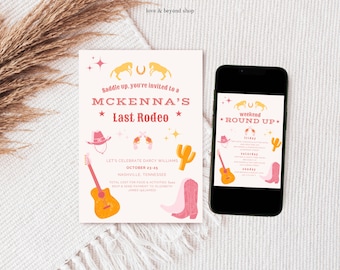 Austin Bachelorette Invitation & Itinerary Template: Last Rodeo (Digital)