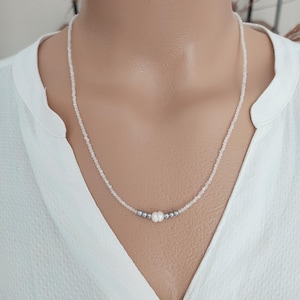 Moonstone & Pearl Necklace | Handmade Gemstone Jewelry | Stainless Steel Clasp