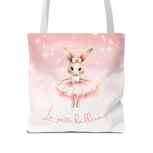 Girly Tote Bag, Bunny Ballerina bag, Little Girl Easter Gift, Pink Tutu tote bag, Ballet inspired gift, Kids Tote bag, Little girl accessory
