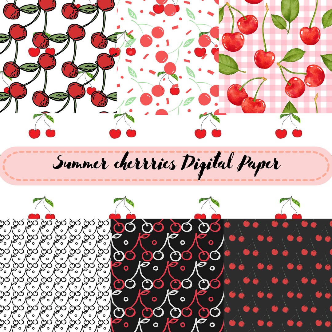 Sweet Cherries Pattern, Digital Paper, Cherries - Etsy