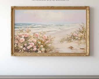 Pink Beach Roses | Landscape Art | Digital Download | Printable Wall Art |