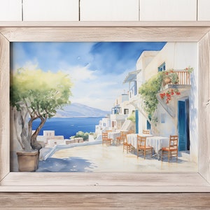 Mediterranean Town Landscape | Digital Download | Printable Wall Art | Frame TV Art