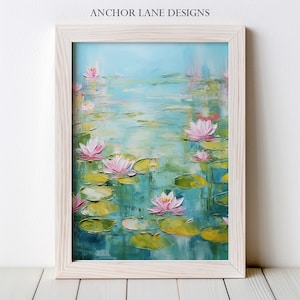 Colorful Water Lilies Abstract Painting  | Vintage Art | Digital Download | Printable Wall Art