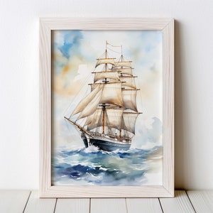 Ship at Sea | Digital Download | Printable Wall Art