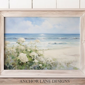 Wild Hydrangea Beach Landscape | Landscape Art | Digital Download | Printable Wall Art |