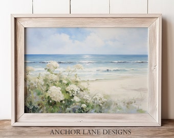 Wild Hydrangea Beach Landscape | Landscape Art | Digital Download | Printable Wall Art |