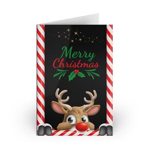 Herzige Rudolf Weinachtskarte - Mach Deine Weihnachtsgrüße einzigartig in 1er ou 10er Pack
