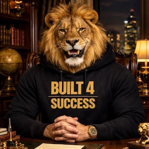 Built 4 Success Hoodie, Schwarzer Unisex Hoodie, Motivations Hoodie, Streetwear Hoodie, Hoodie mit goldenem Print, Geschenk für Unternehmer