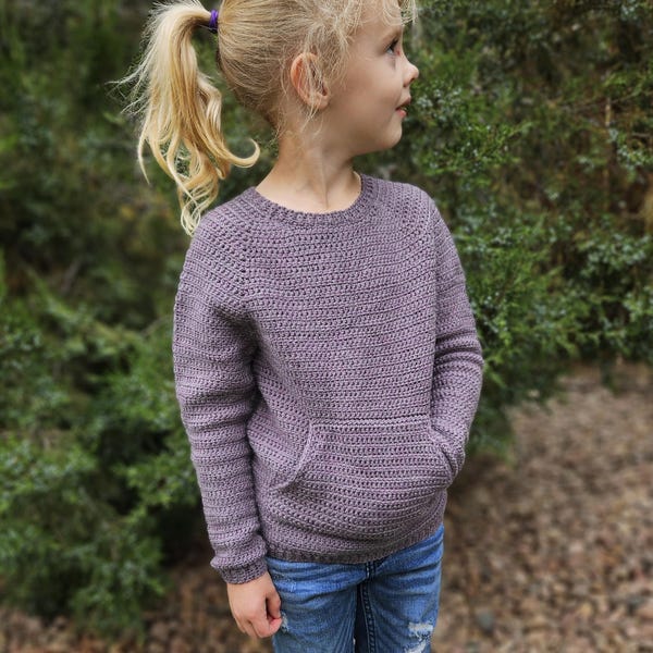 Peekaboo Pocket Sweater: Crochet Raglan Sweater Pattern (Sizes 2T-10)