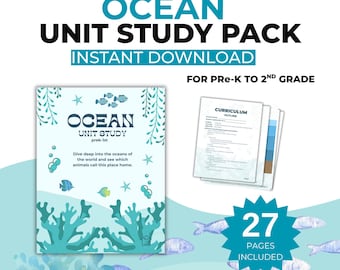 Ocean Unit Study: Homeschool Curriculum, Pre-K to 2nd Grade (PDF) ESA-Formatted Curriculum | Mini lessons