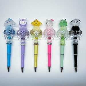 Canetas Sanrio Beaded | Canetas de Personagem | Canetas Beaded | Canetas Elegantes