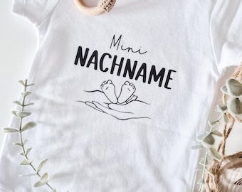 Personalized baby bodysuit with name and footprint | Gift for birth, baptism, and baby shower | Custom embroidered romper