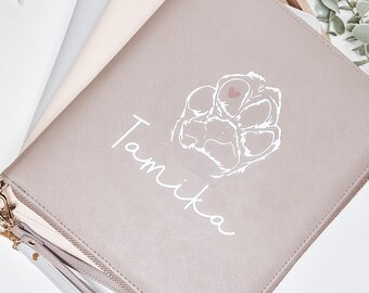 Personalized travel organizer for documents, ID, veterinarian, vaccination certificate made of PU leather