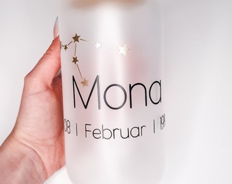 Personalized Zodiac Sign Glass | Birthday Gift with Name and Date | Zodiac Sign Gift | Decoration and Keepsake