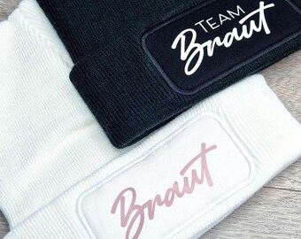 Personalized beanies for bachelorette parties | Team Bride design | Gift for bridesmaids & maid of honor