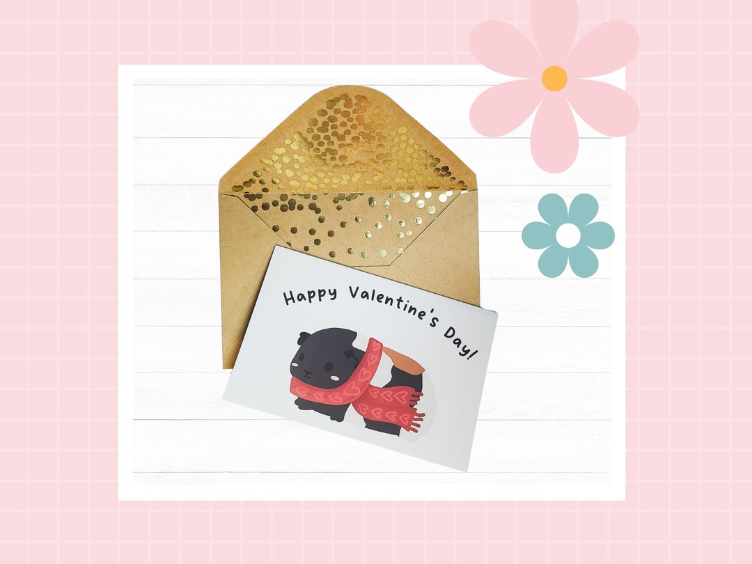 Guinea Pig Valentine's Day Card - Heart Scarf Greeting Card - Etsy