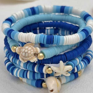 6-Piece Ceramic Beaded Shell Bracelet