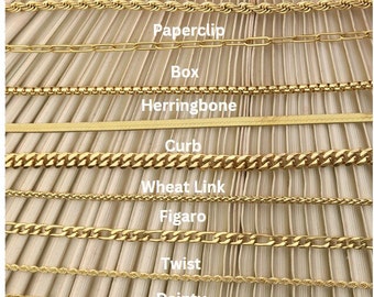 18K Gold Filled Chain Necklace,Gold Paperclip Chain,Gold Rope Chain,Gold Twist Chain For Her,Curb,Herringbone,Figaro,Anchor Necklace For Him