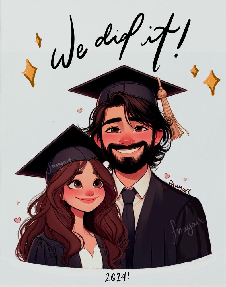 Graduation Cartoon Portrait, Graduation Gift, Custom Friends Portrait ...