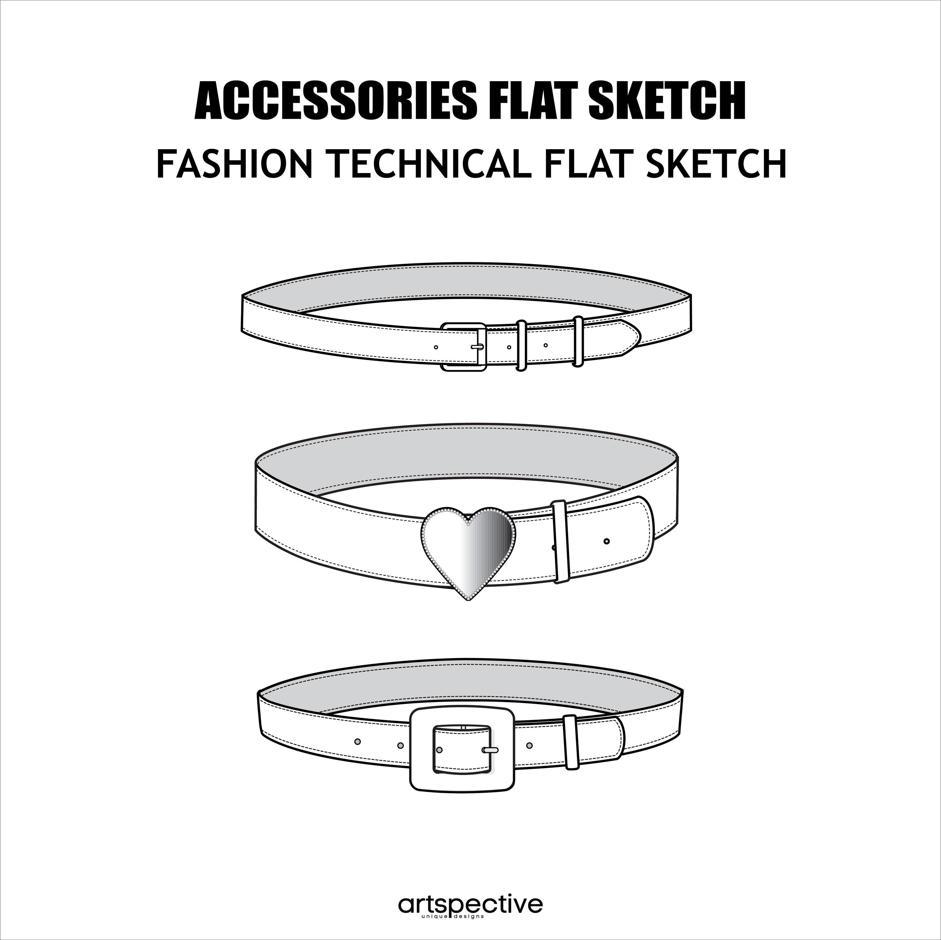 Accessory- 3 Pcs. Belt Set, Vector CAD, Technical Drawing, Digital ...