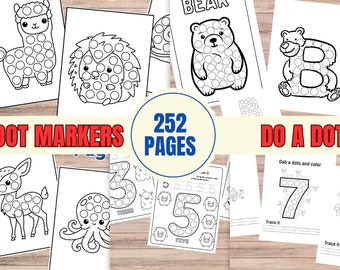 Kids Dot Marker Kleurplaten / Animal Dot Marker Printables / Numbers Dot Marker Printables / Alfabet Dot Marker / Doe een stipactiviteit