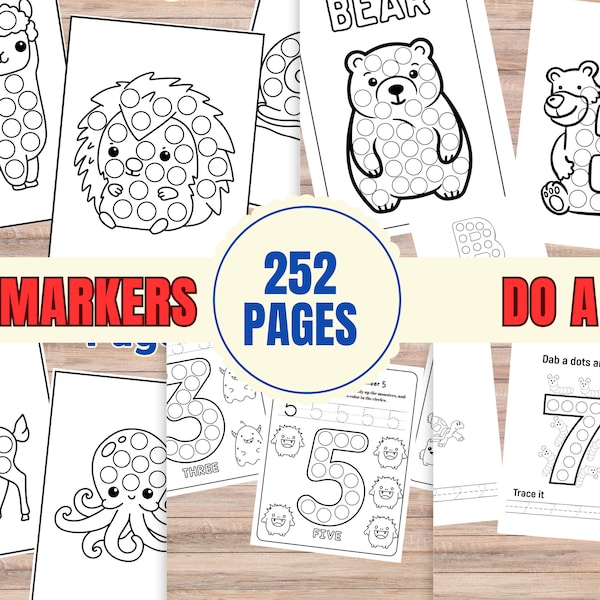 Kids Dot Marker Coloring Pages / Animal Dot Marker Printables / Numbers Dot Marker Printables / Alphabet Dot Marker / Do a dot activity
