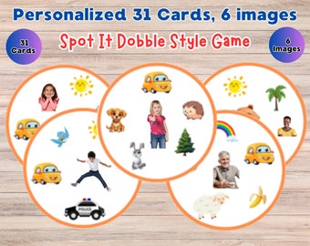 Spot It personalizado: 31 cartas con 6 símbolos cada una, Juego estilo Dobble, Regalo personalizado, Crea tu juego de cartas imprimible