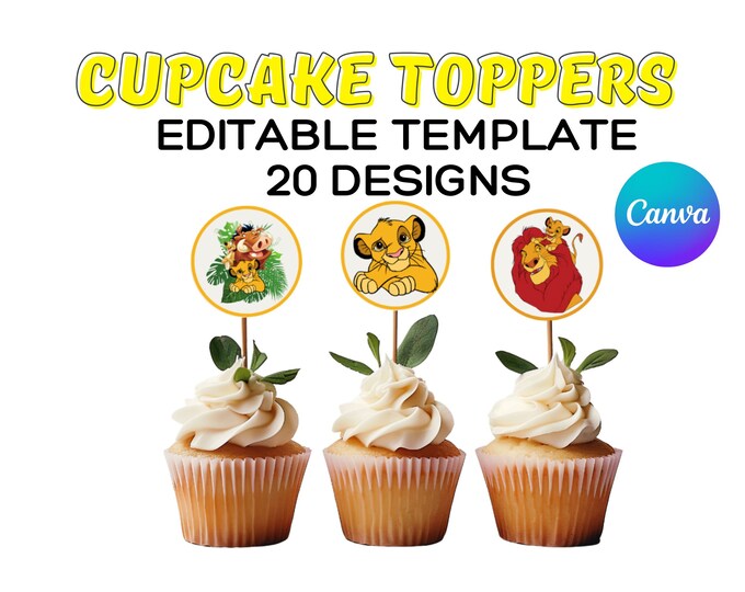 Printable Lion King Party Cupcakes Toppers, Safari Party, Simba Party Cupcakes Topper, Hakuna ...
