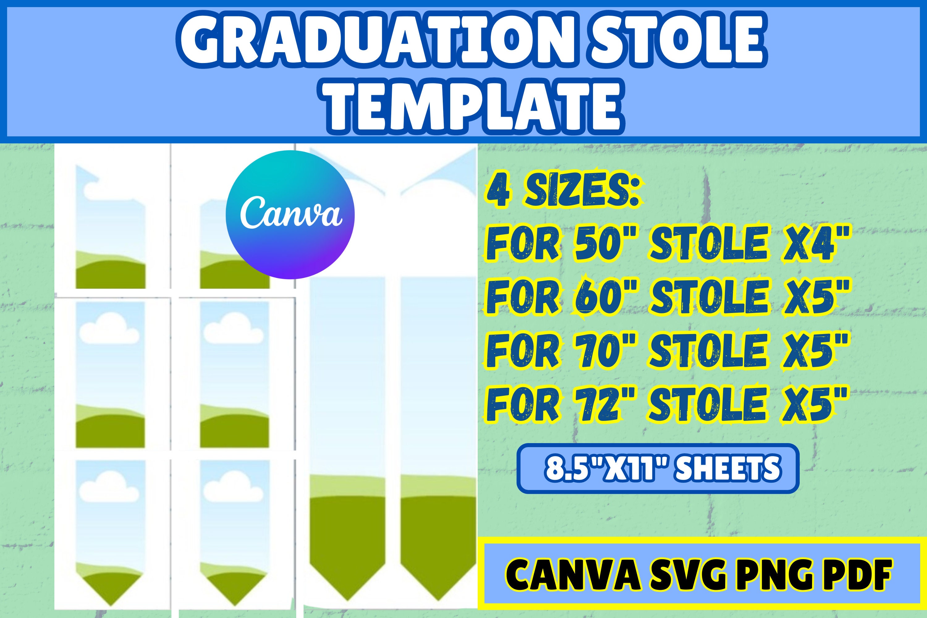 Graduation Stole Template Canva Template Instant Download Custom Graduation Stole Template Canva Template Instant Download Custom