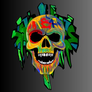 T-shirt (3)PNG Colorful Streetwear Skull/Streetwear/PNG/300 dpi/ urban street, t-shirt designs, shirts design, digital download