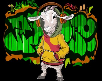 T-shirt Graffiti Goat (5) PNG/ Designs Bundle/Streetwear/PNG/300 dpi/ urban street, shirts design, shirts designer, digital download