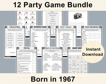 Birthday Party Games Bundle | Born in 1967 | Printable Games | Party Game | Fun Games