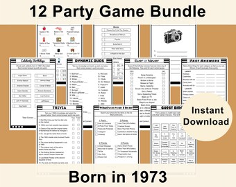 Geburtstags-Party-Spiele-Bundle | Jahrgang 1973 | Druckbare Spiele | Gesellschaftsspiel | Lustige Spiele