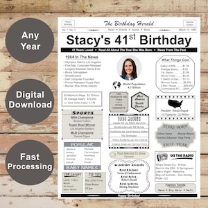 Birthday Newspaper | Birthday Sign | Born In 1984 | Birthday Party | Unique Birthday Gift | Birthday Poster