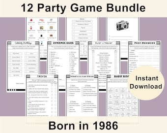Geburtstags-Party-Spiele-Bundle | Jahrgang 1986 | Druckbare Spiele | Gesellschaftsspiel | Lustige Spiele