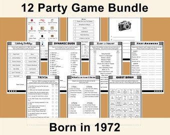 Birthday Party Games Bundle | Born in 1972 | Printable Games | Party Game | Fun Games