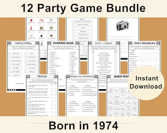 Geburtstags-Party-Spiele-Bundle | Jahrgang 1974 | Druckbare Spiele | Gesellschaftsspiel | Lustige Spiele