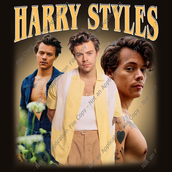 HARRY STYLES T Shirt Design. PNG Digital 4500x5100 px. Pop, R&B, Retro, 90s Vintage, Bootleg Tee. Instant Download And Ready To Print.