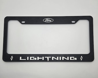 Cadre de plaque d'immatriculation Ford Lightning - Couleurs du logo personnalisées - Lot simple ou double