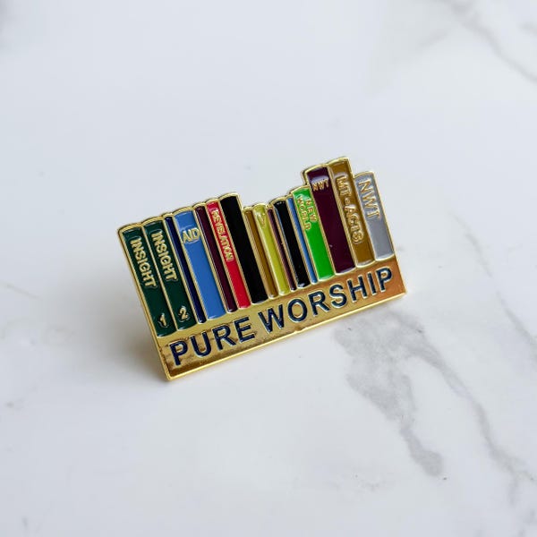 JW Enamel Pin - Pure Worship - Theocratic Library Jehovah's Witness